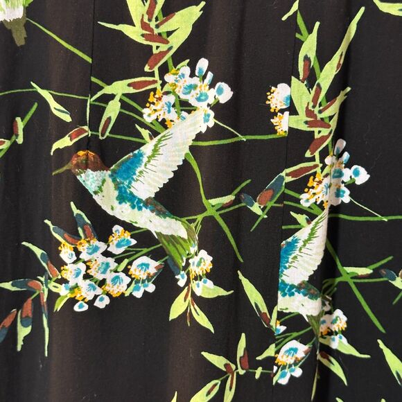 Orchid Bloom Black With Birds Tank Sleeve Wide Leg Jumpsuit - Picture 10 of 12